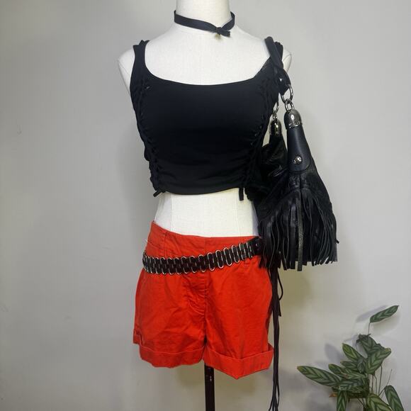 Y2K J. CREW Red Low Rise Chino Shorts Cuffed Clean Girl Indie Fairy Preppy 2 - Picture 1 of 9